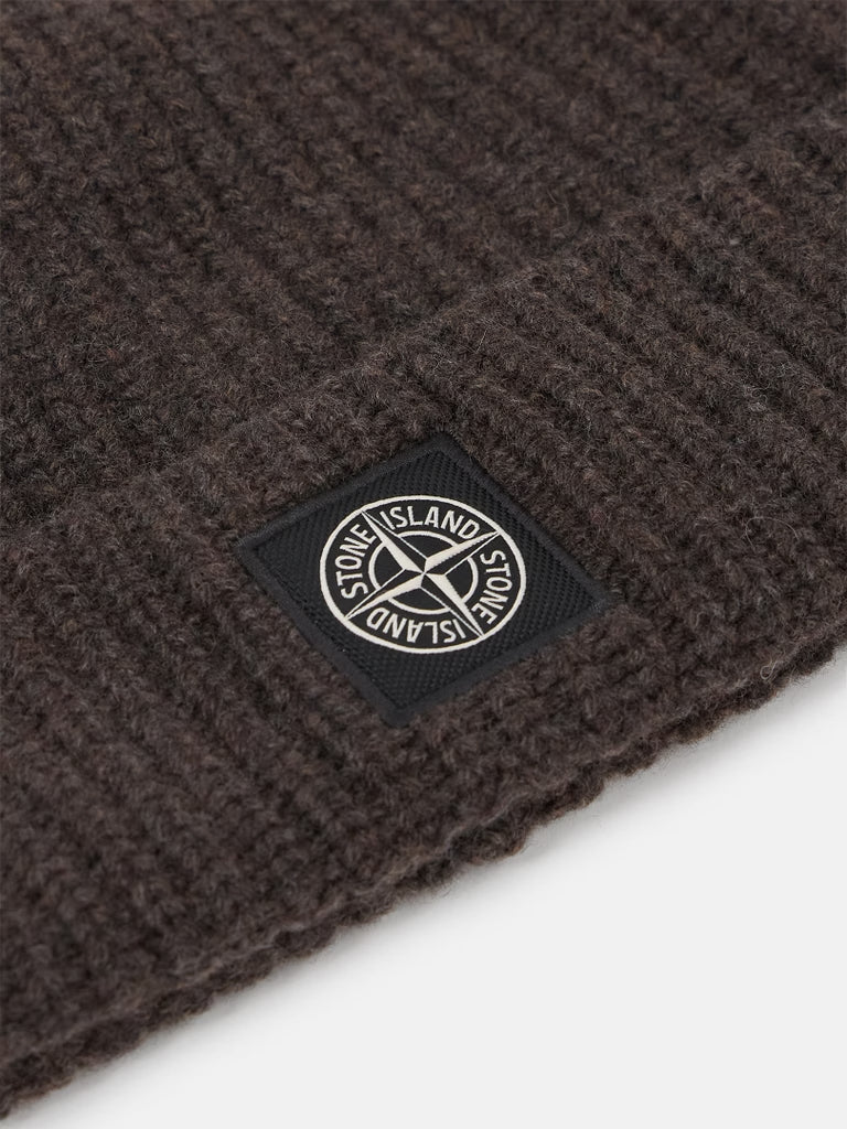 STONE ISLAND-Ribbed knit beanie with Compass logo patch-