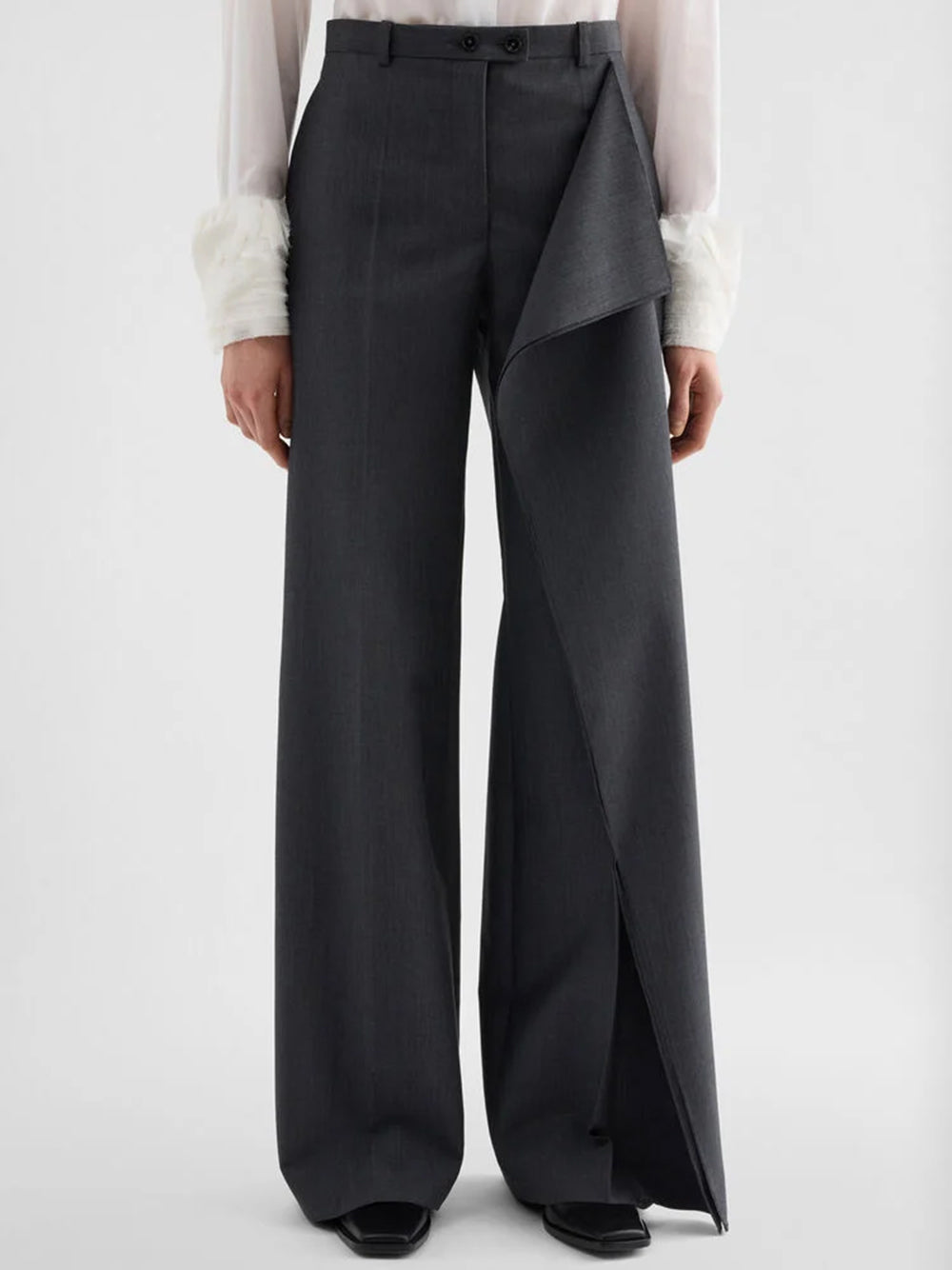 JIL SANDER-Fil-à-fil wool trousers-