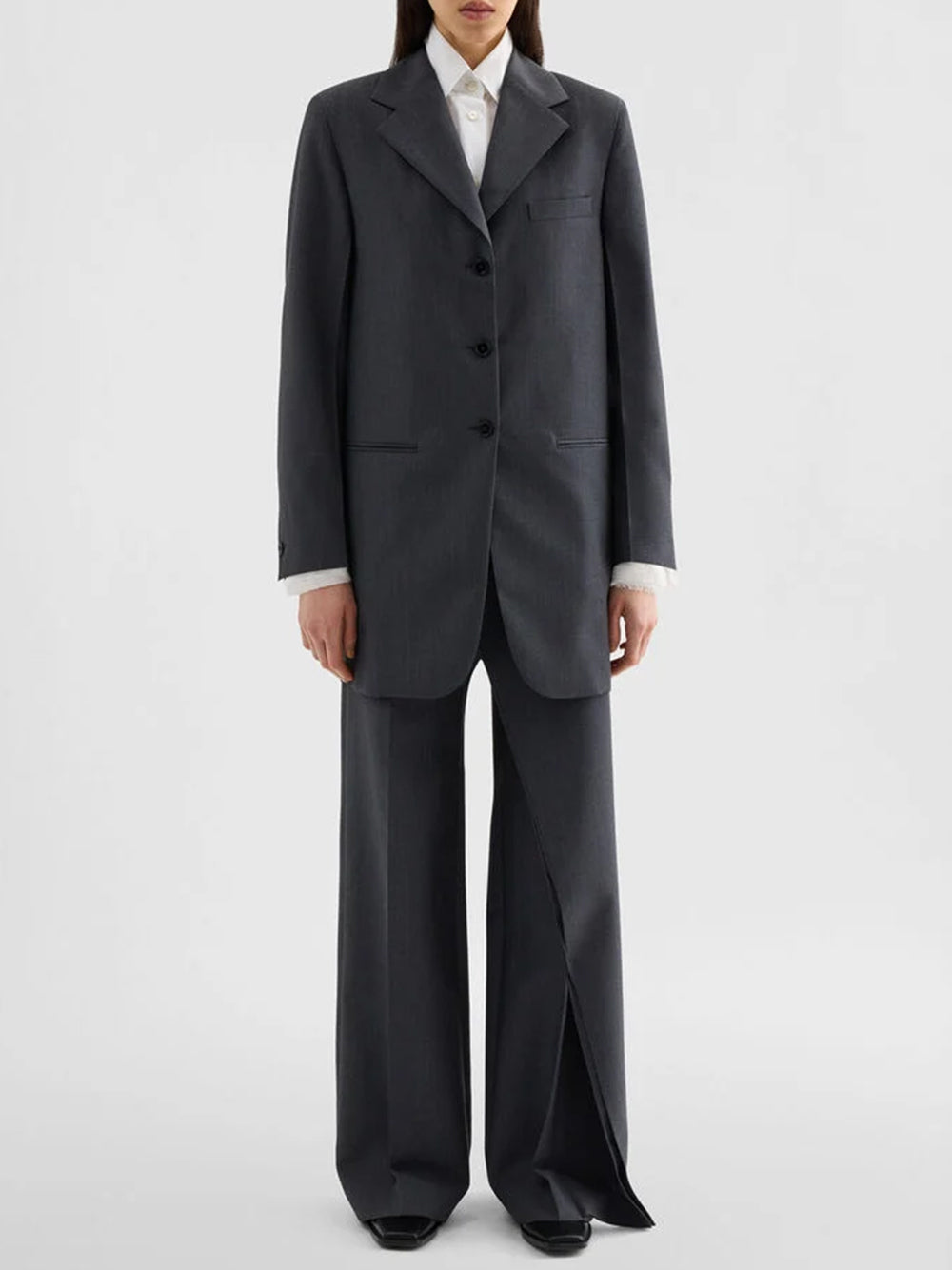 JIL SANDER-Fil-à-fil wool trousers-