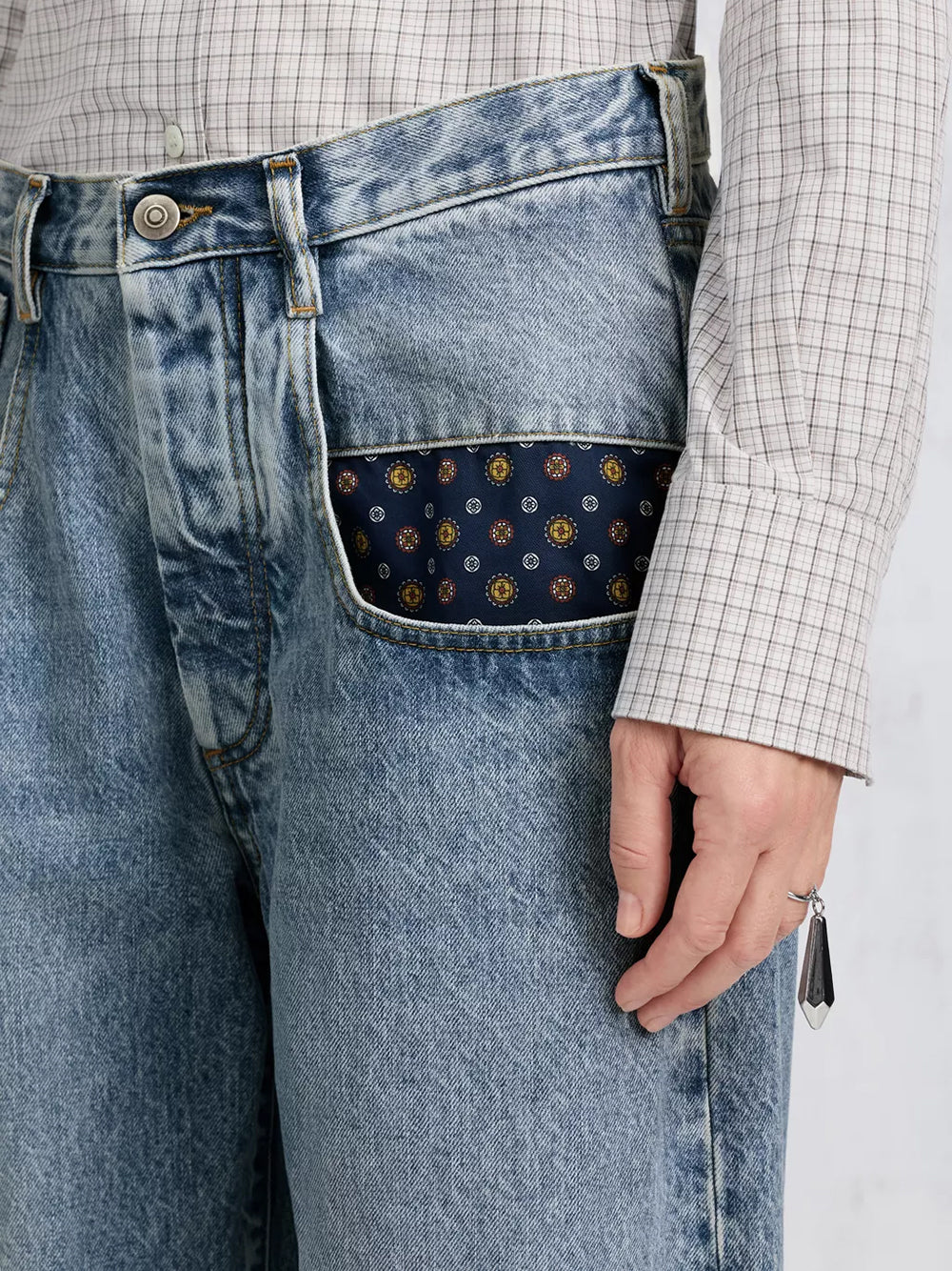 BOYFRIEND PAISLEY DENIM TROUSERS