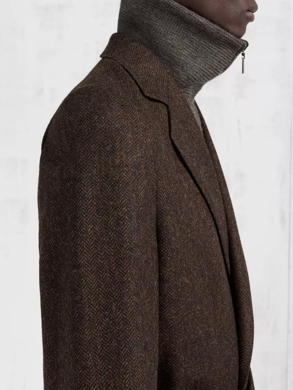 HERRINGBONE WRAPPED COAT