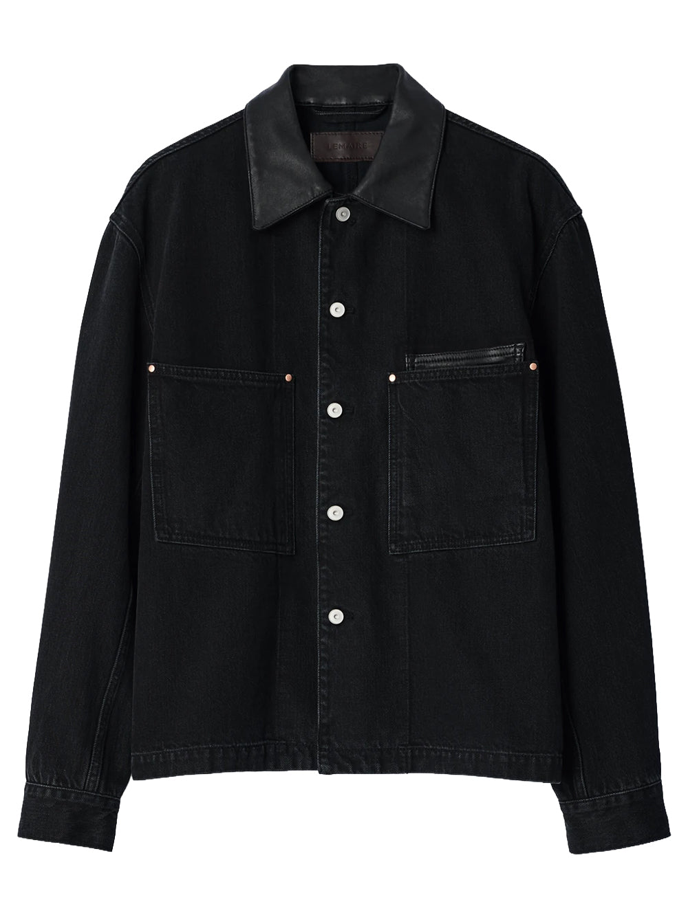 WORKWEAR OVERSHIRT WITH LEATHER COLLAR