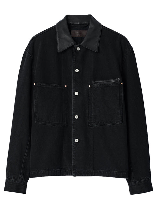 WORKWEAR OVERSHIRT WITH LEATHER COLLAR