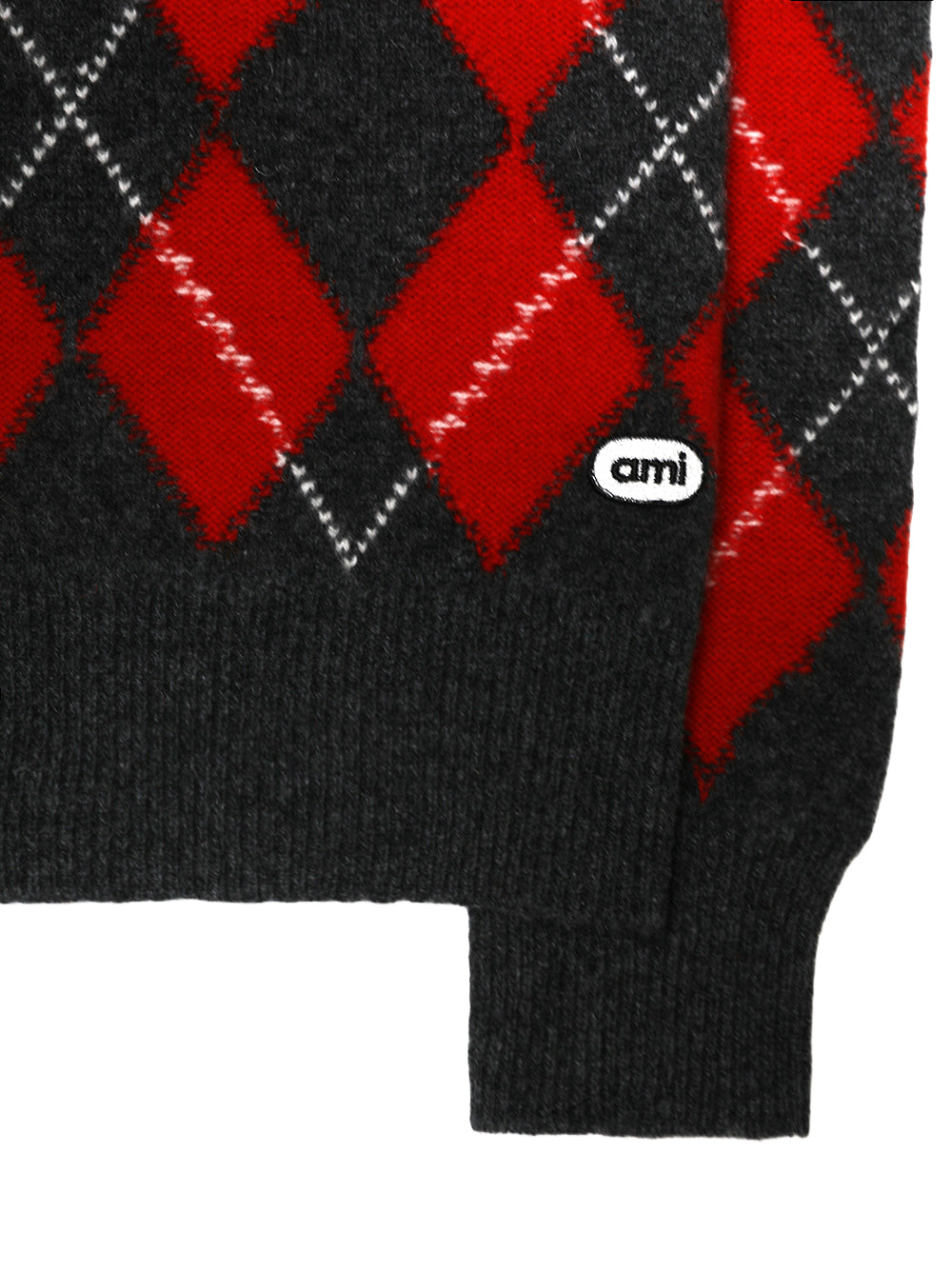ZIPPED COLLAR SWEATER WITH AMI BOUCLETTE OVAL PATCH