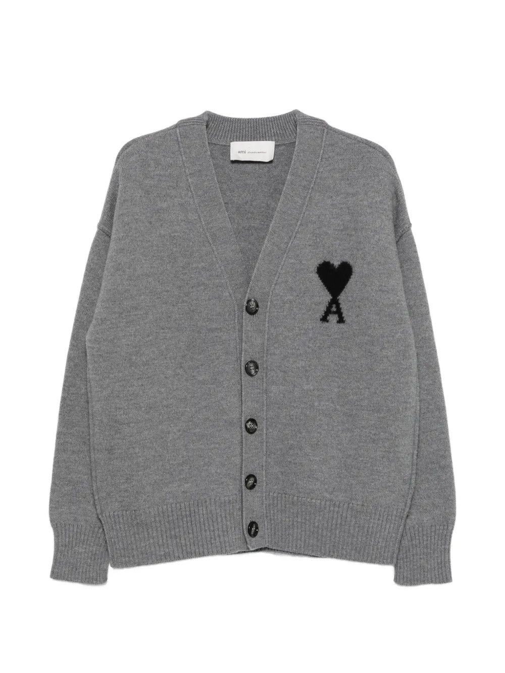 V NECK CARDIGAN WITH CONTRASTED AMI DE COEUR