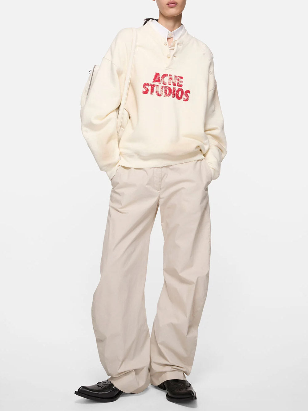 ACNE STUDIOS-Fleece Logo Sweatshirt-