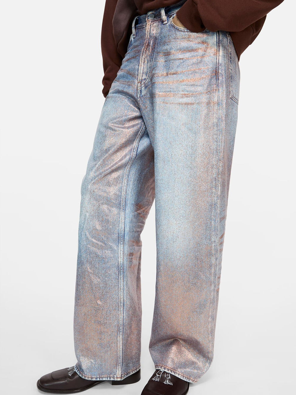 ACNE STUDIOS-Loose Fit Glitter Jeans-