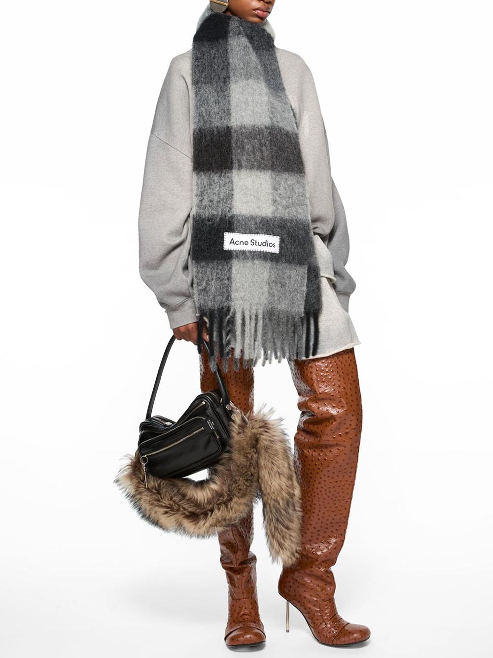 ACNE STUDIOS-Mohair checked scarf-