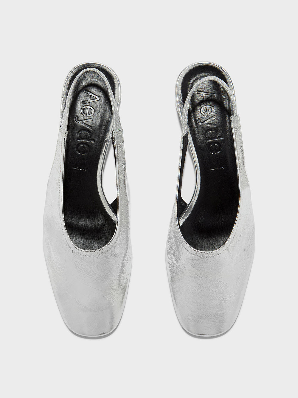AEYDE-DUA CRACKLE LAMINATED CALF LEATHER SILVER-