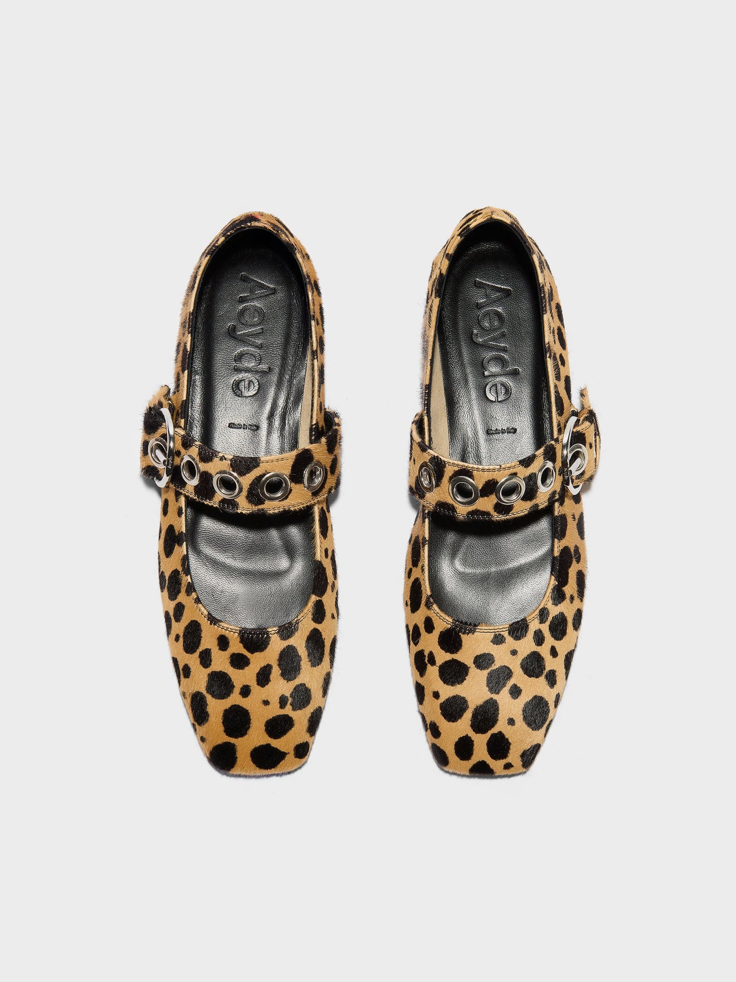 AEYDE-UMA EYELET LEO PRINT PONYHAIR BEIGE/BLACK-