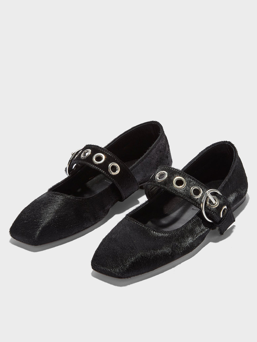 AEYDE-UMA EYELET PONYHAIR BLACK-