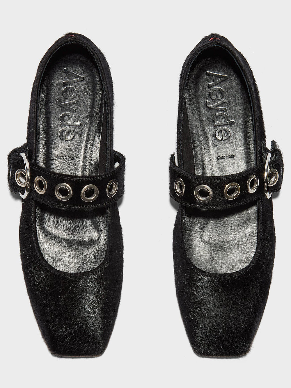 AEYDE-UMA EYELET PONYHAIR BLACK-