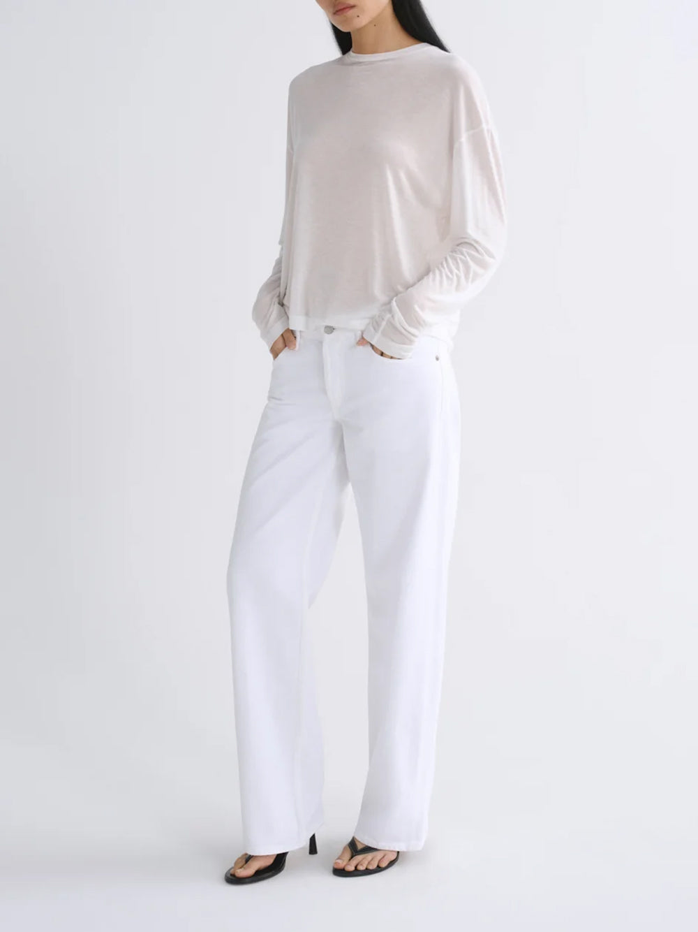 AGOLDE-low rise loose in marshmallow-
