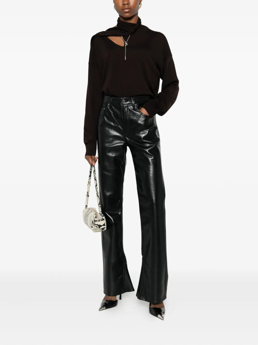 AGOLDE-recycled leather kick boot-