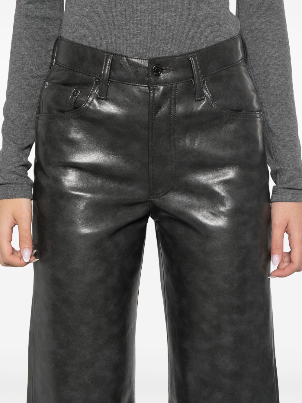 AGOLDE-WIDE LEATHER JEANS-