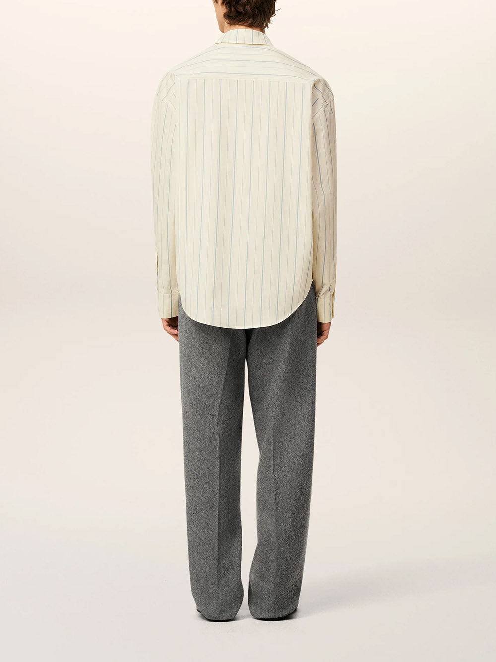 AMI PARIS-Ami de Cœur beige cotton striped boxy shirt-