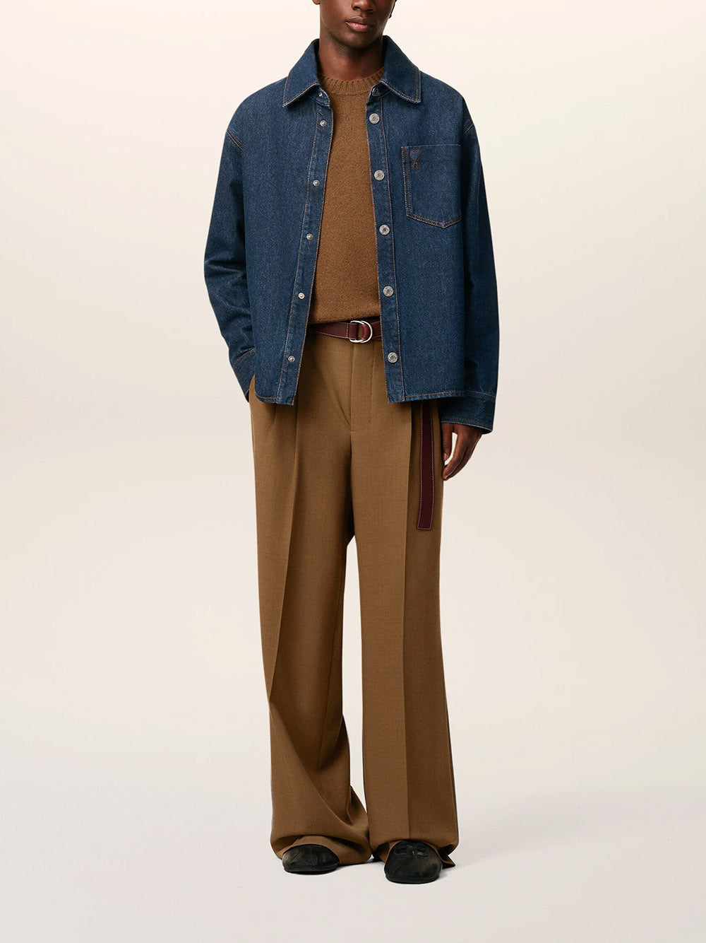 AMI PARIS-Ami de Coeur blue cotton shirt jacket-