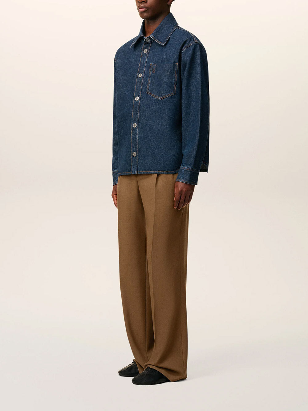 AMI PARIS-Ami de Coeur blue cotton shirt jacket-