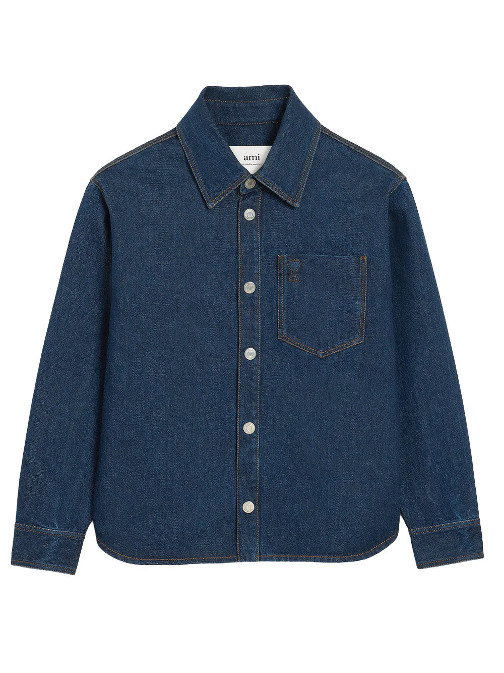 AMI PARIS-Ami de Coeur blue cotton shirt jacket-