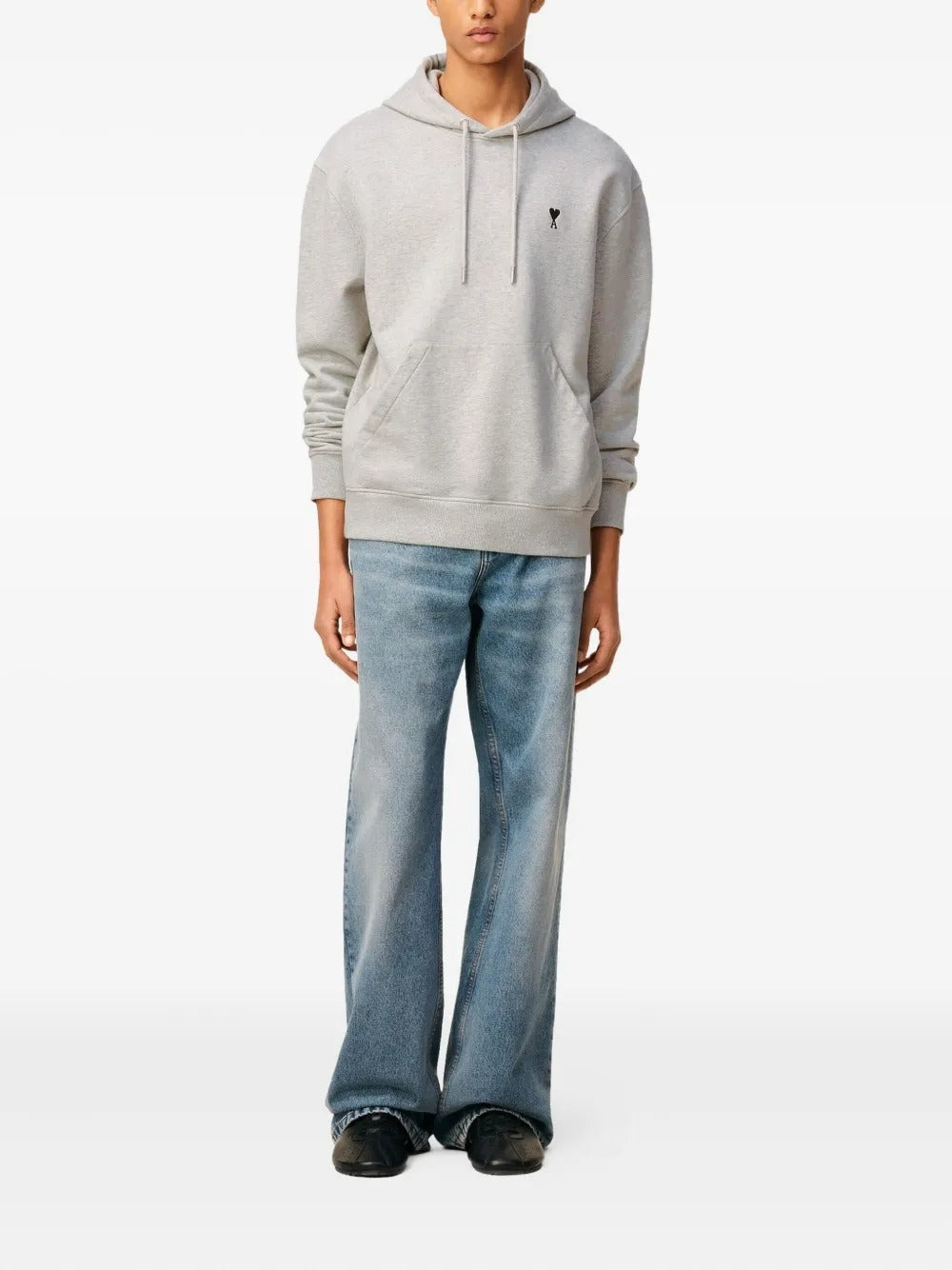 AMI PARIS-Felpa con cappuccio in cotone loopback-