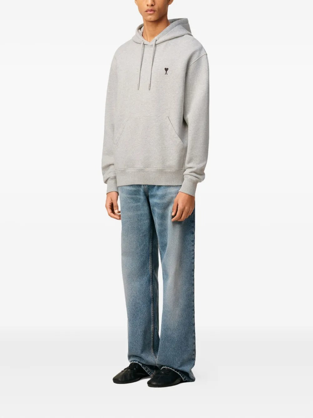 AMI PARIS-Felpa con cappuccio in cotone loopback-