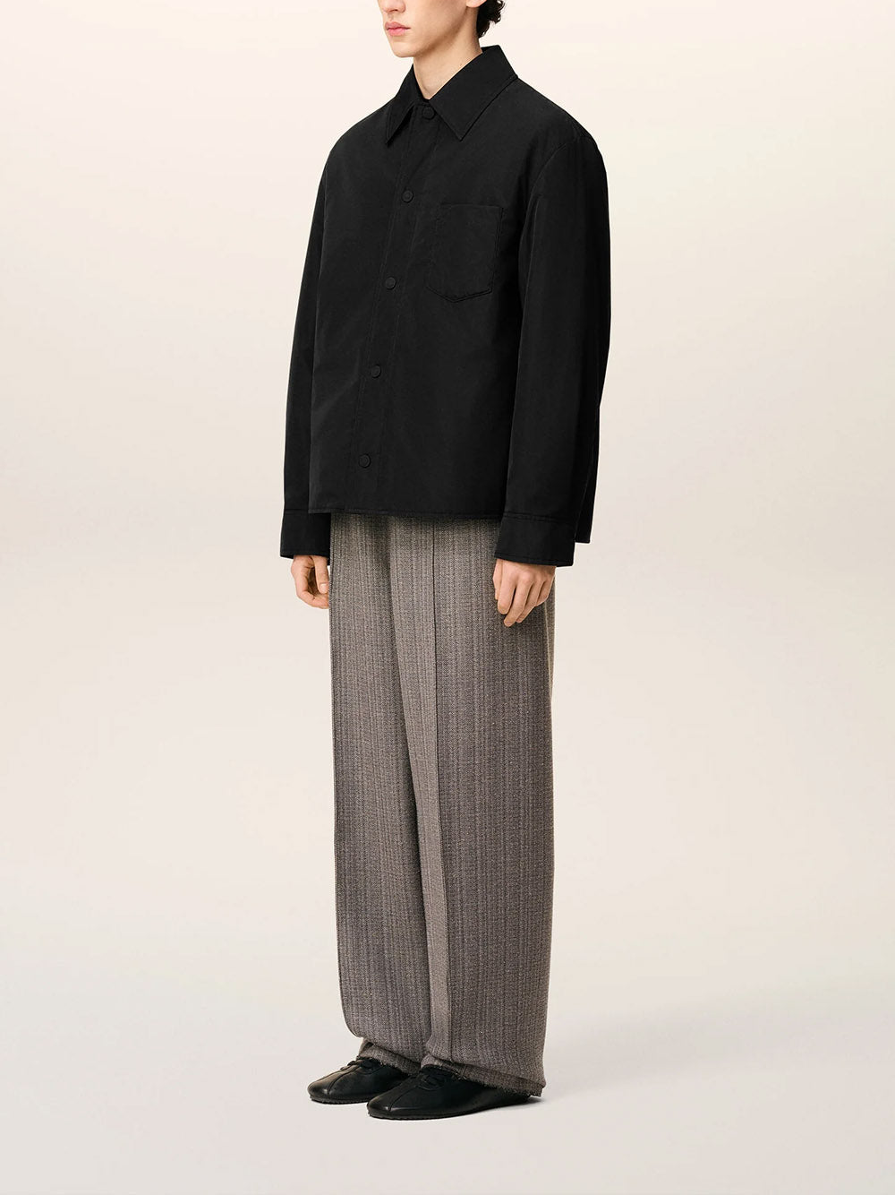 AMI PARIS-Ami de Coeur padded shirt jacket in black taffeta-