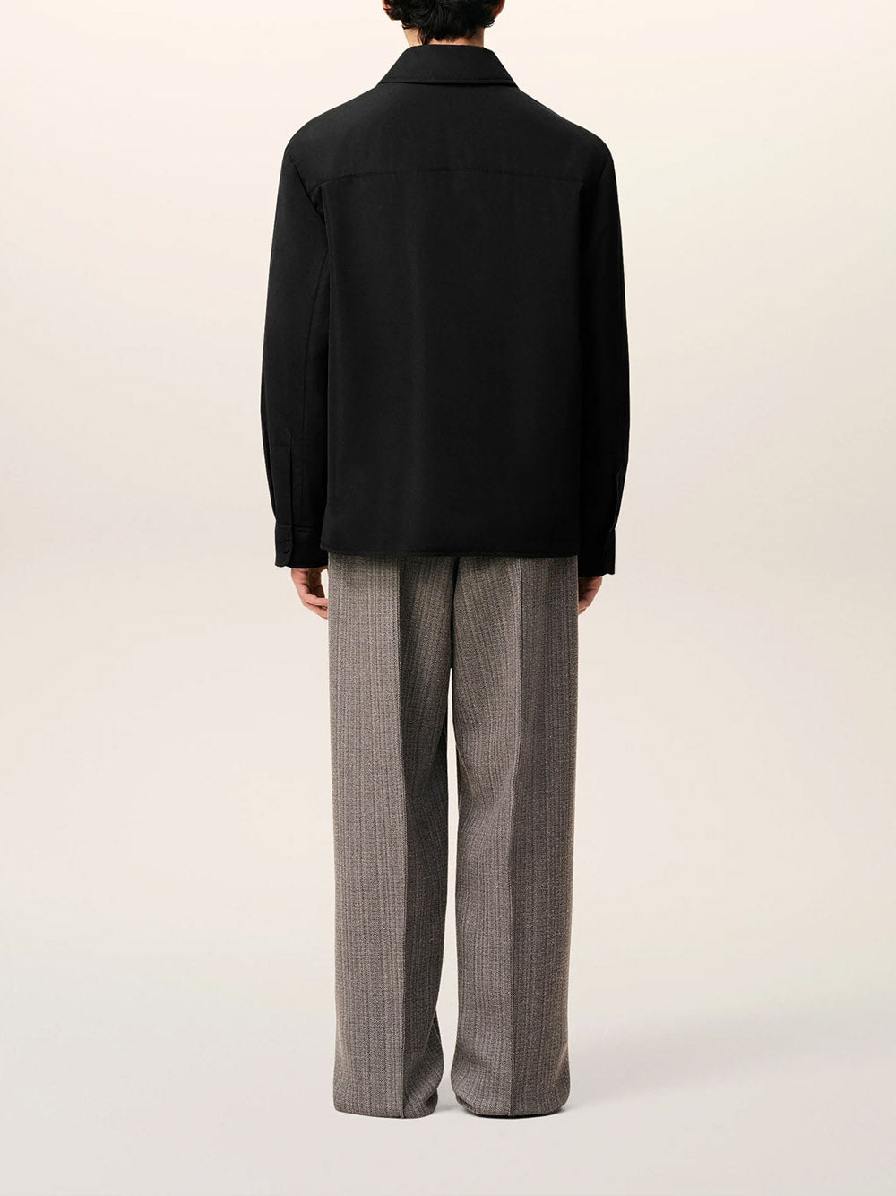 AMI PARIS-Ami de Coeur padded shirt jacket in black taffeta-