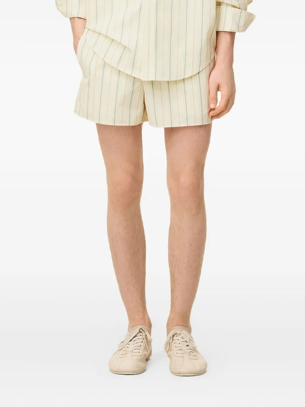 AMI PARIS-Shorts in popeline di cotone a righe fantasia-