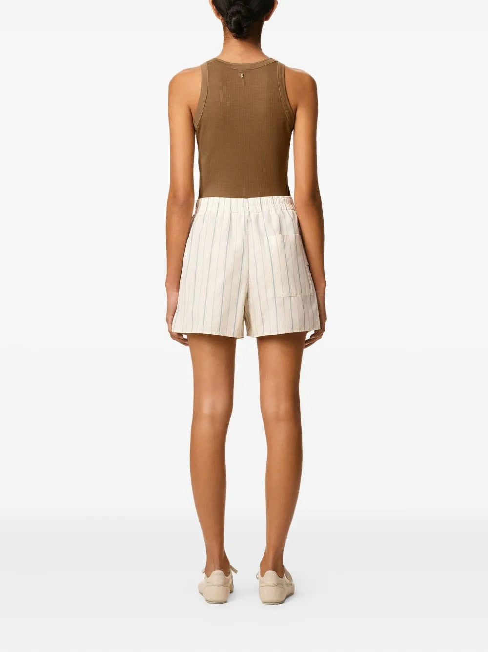 AMI PARIS-Shorts in popeline di cotone a righe fantasia-