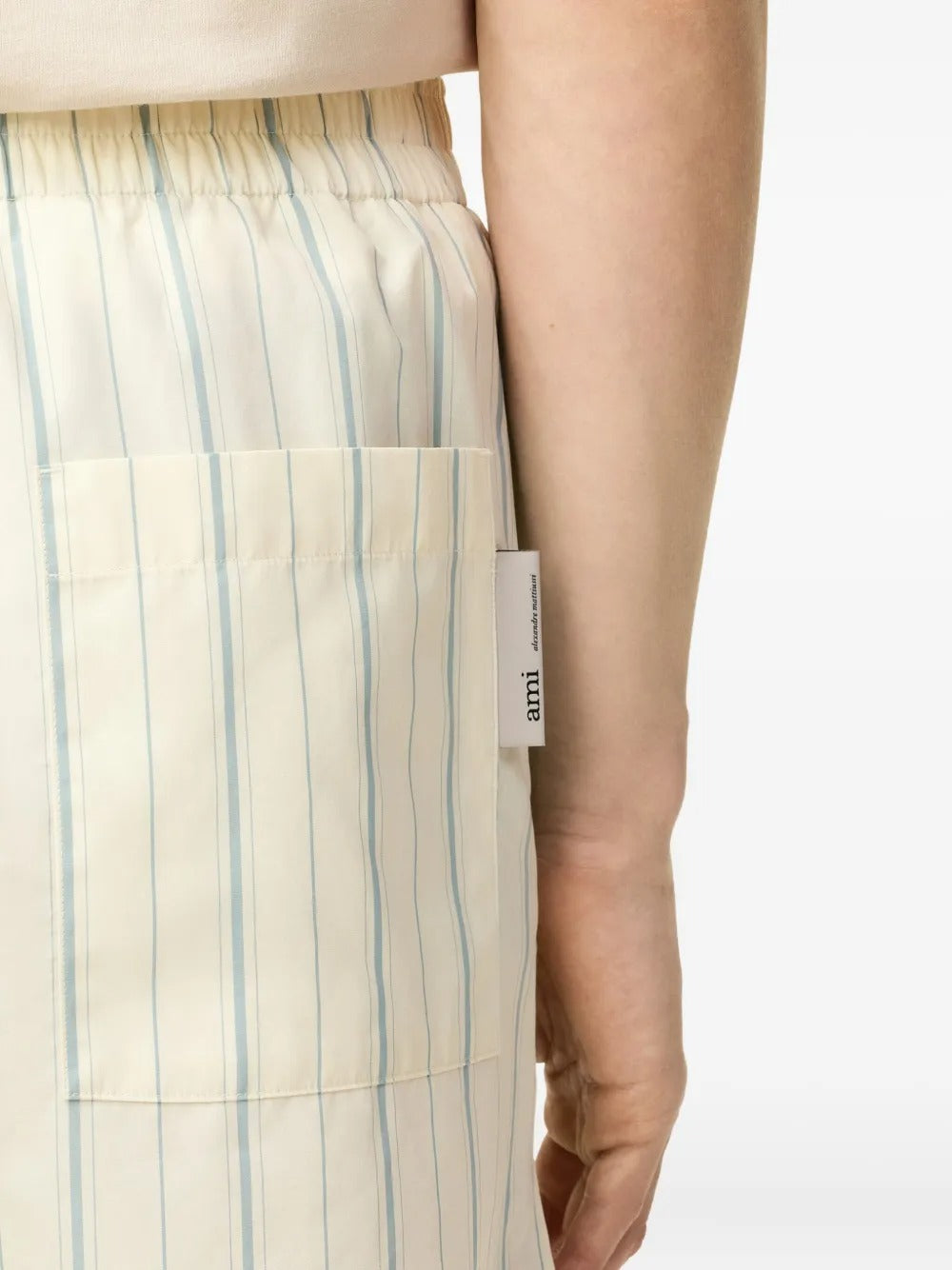 AMI PARIS-Shorts in popeline di cotone a righe fantasia-