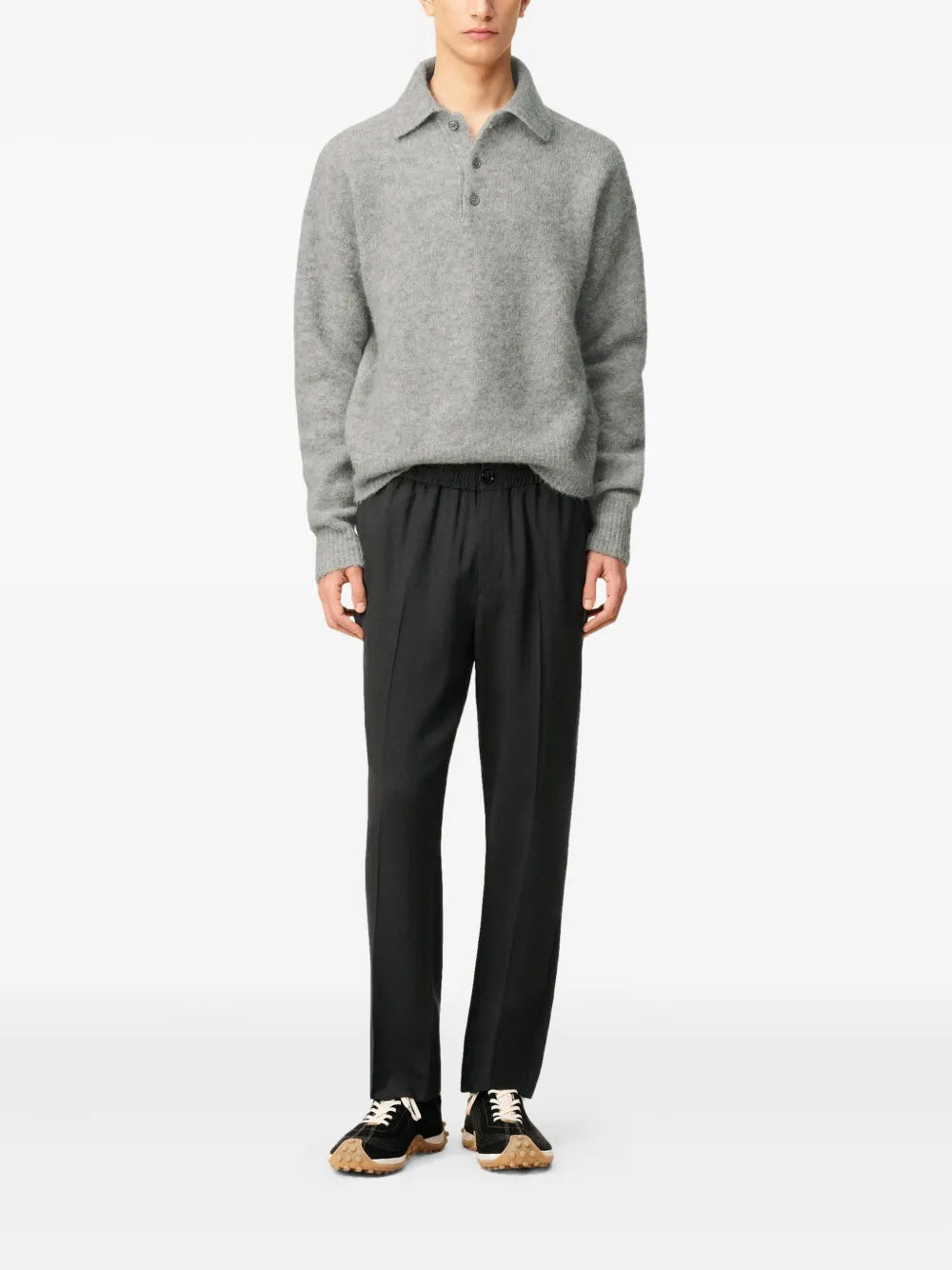 AMI PARIS-Pantaloni con vita elasticizzata in lana leggera-