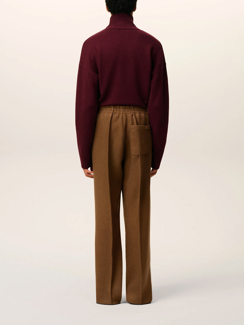 AMI PARIS-Pantaloni elasticizzati in gabardine di lana cotta-