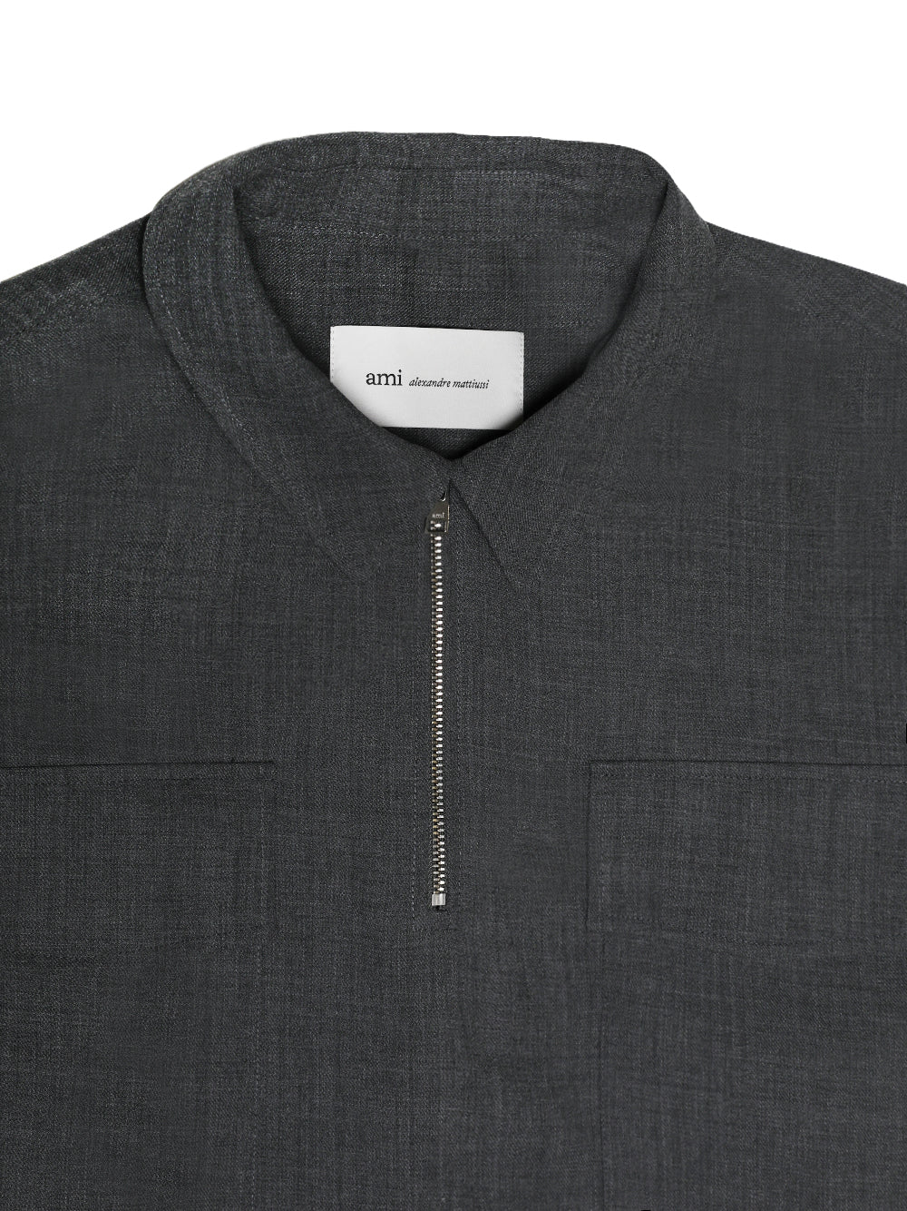 AMI PARIS-CLASSIC ZIPPED POLO SHIRT WITH FLAP POCKETS-