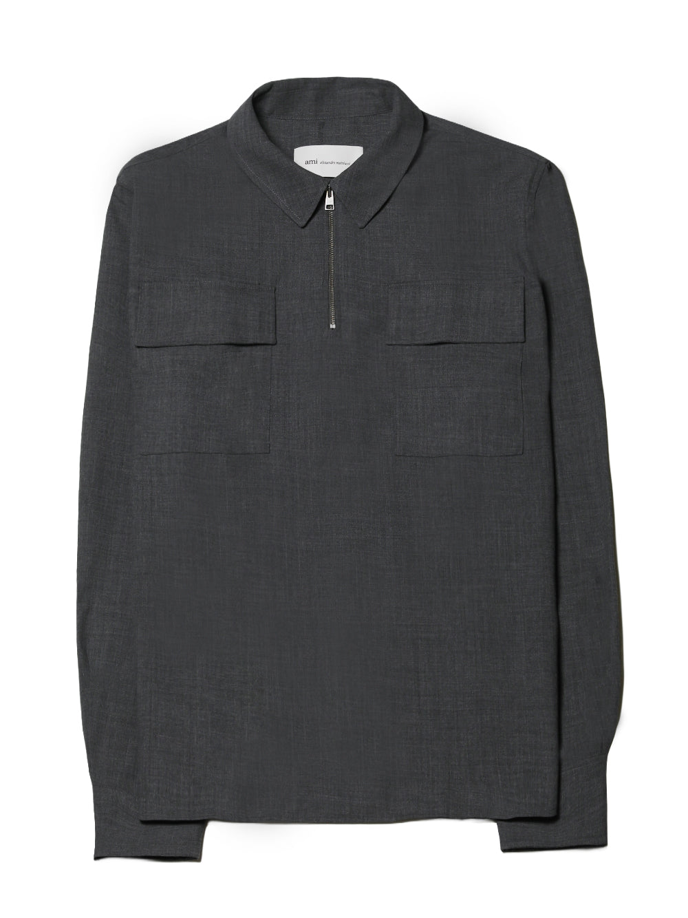 AMI PARIS-CLASSIC ZIPPED POLO SHIRT WITH FLAP POCKETS-