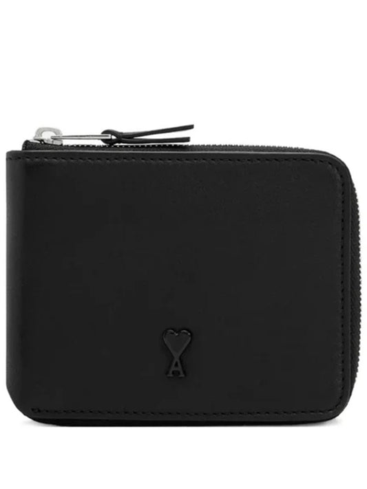 Compact Wallet in Smooth Black Leather