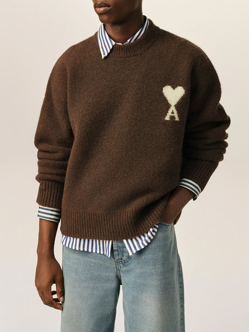 CREWNECK SWEATER WITH AMI DE COEUR
