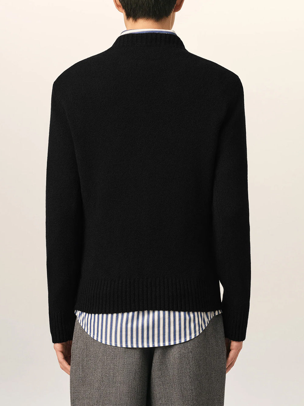 AMI PARIS-CREWNECK SWEATER WITH TONAL AMI DE COEUR-