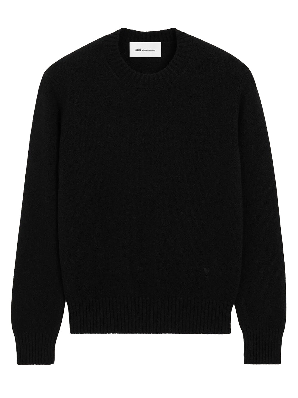 AMI PARIS-CREWNECK SWEATER WITH TONAL AMI DE COEUR-