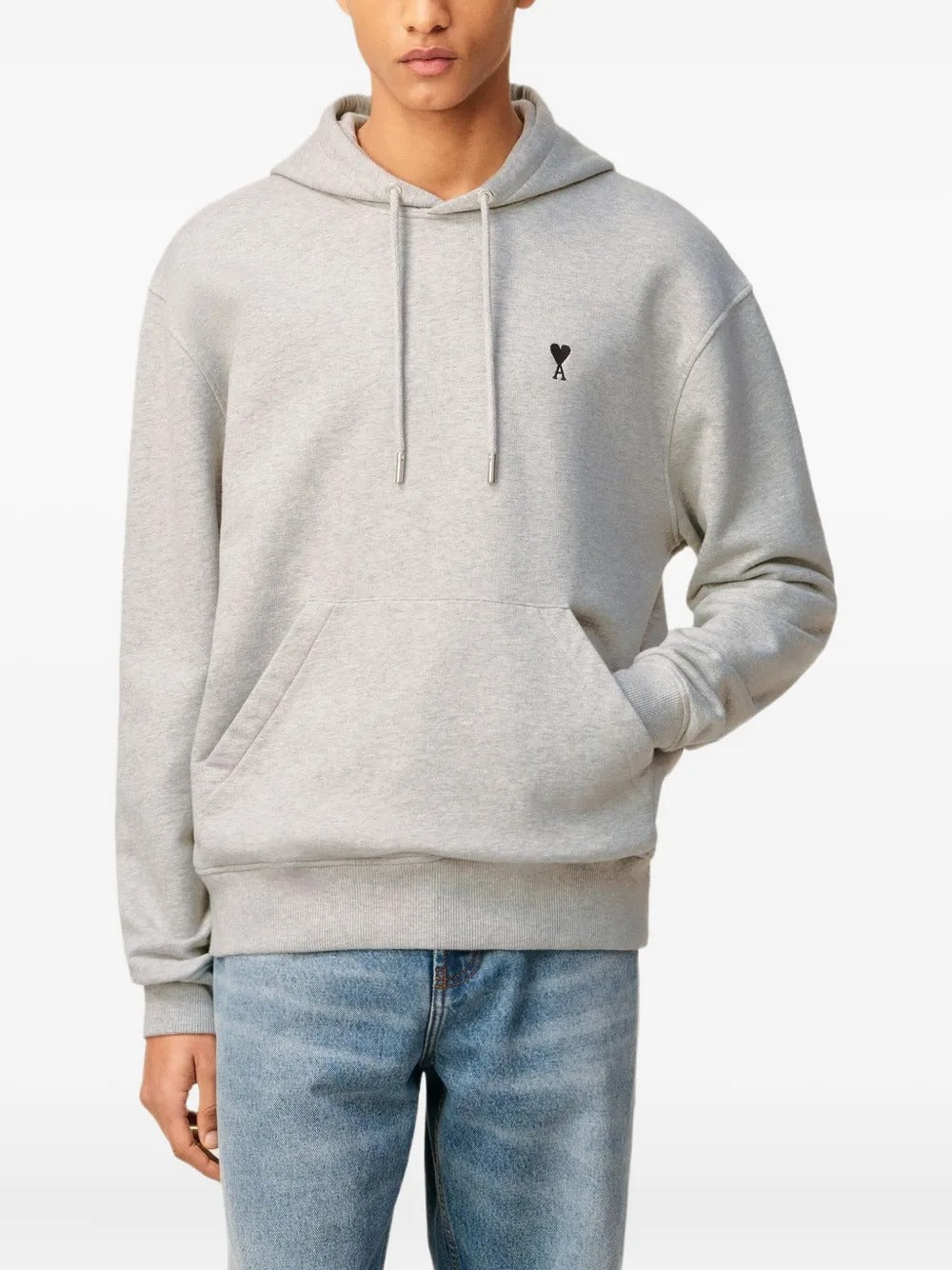 AMI PARIS-Felpa con cappuccio in cotone loopback-