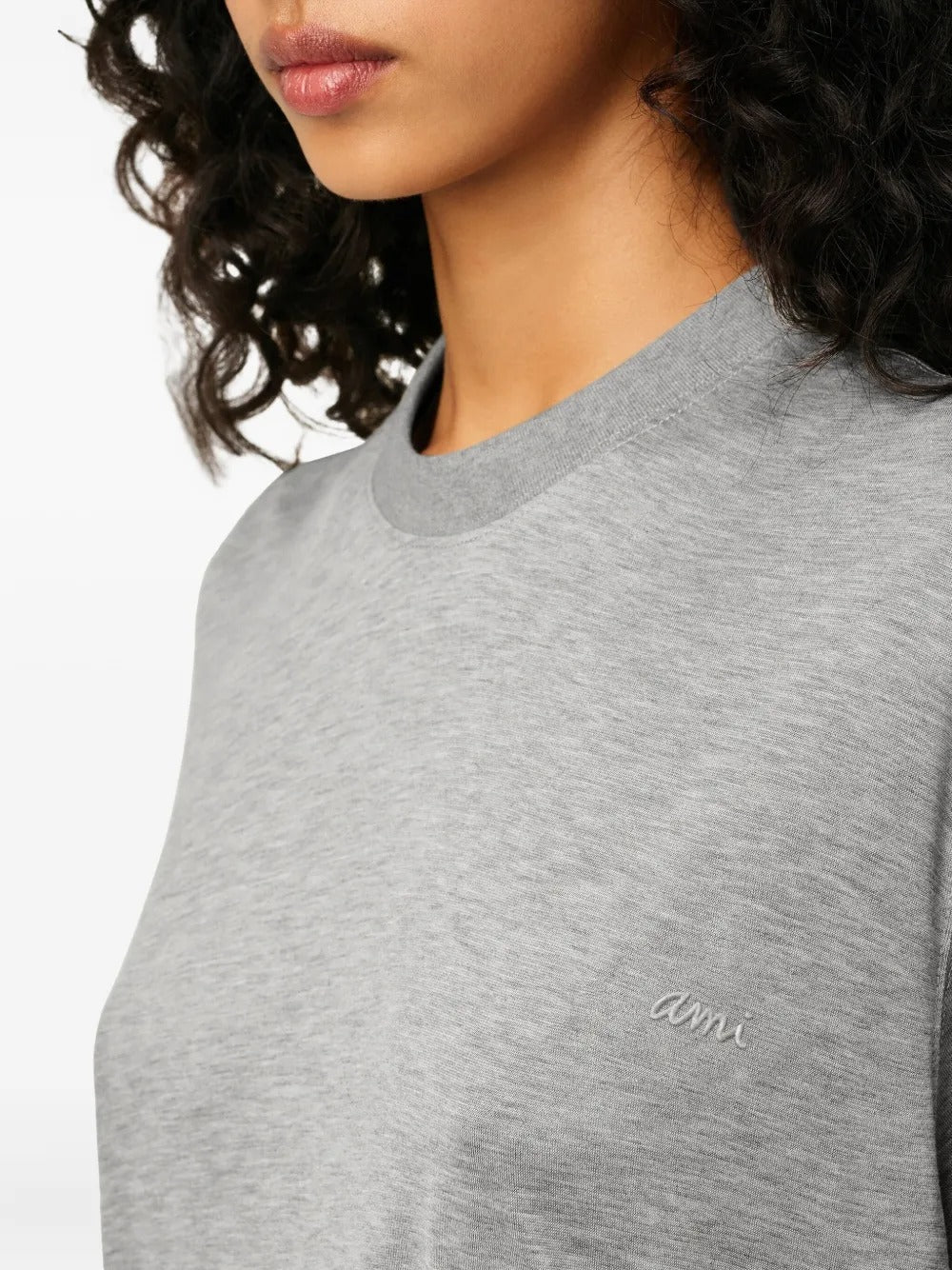 AMI PARIS-T-shirt in cotone mercerizzato e jersey di seta-