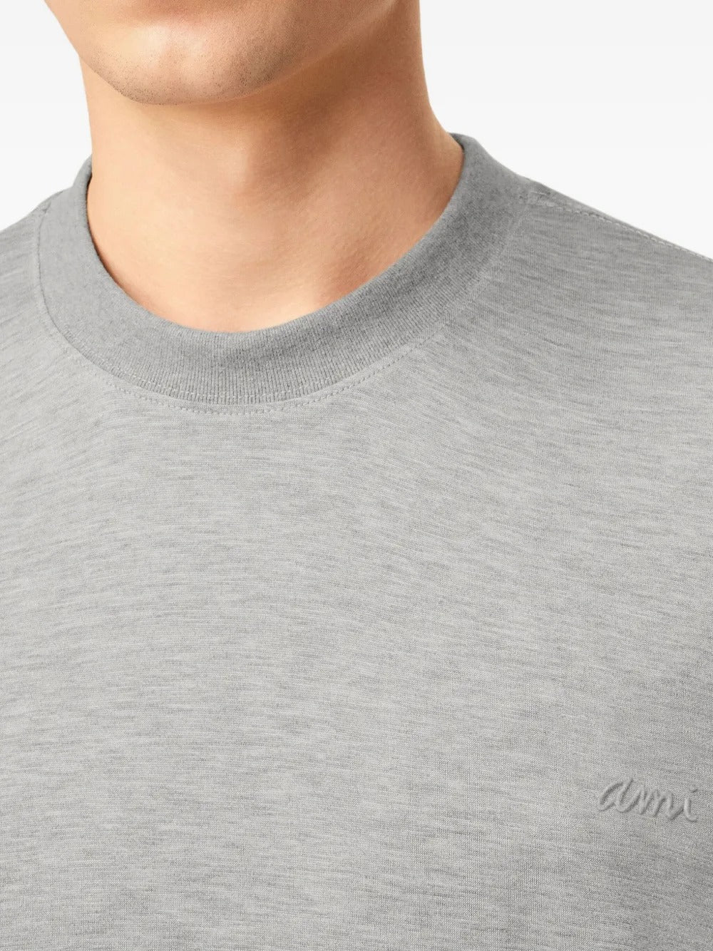 AMI PARIS-T-shirt in cotone mercerizzato e jersey di seta-