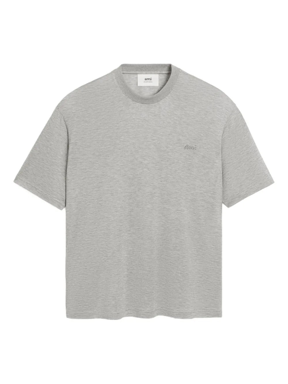 AMI PARIS-T-shirt in cotone mercerizzato e jersey di seta-