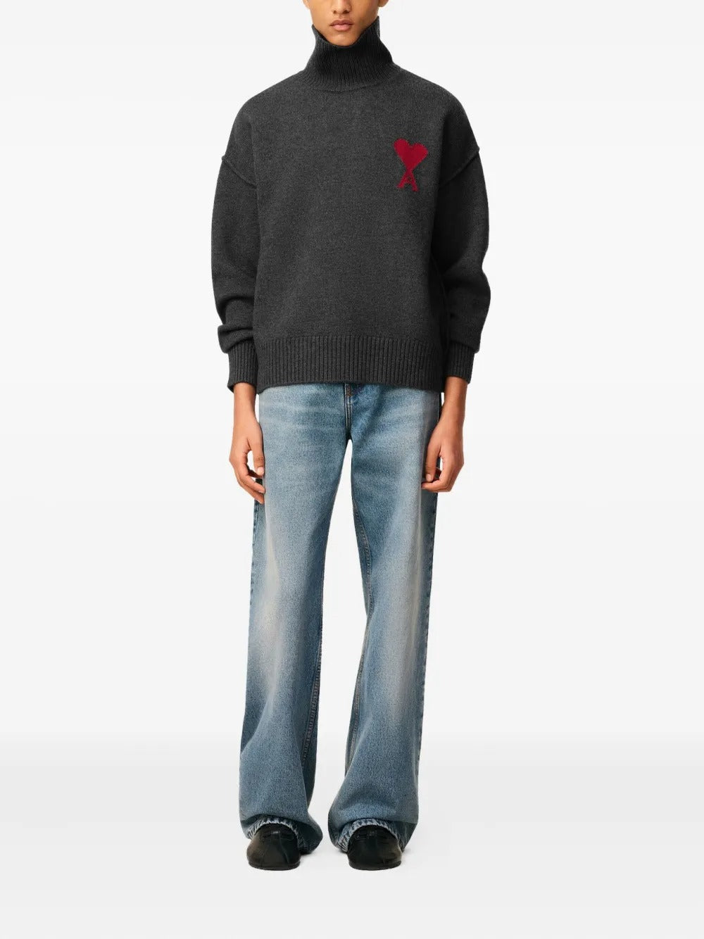AMI PARIS-heart-logo turtleneck sweater-UKS839 018 084H25 – Dope