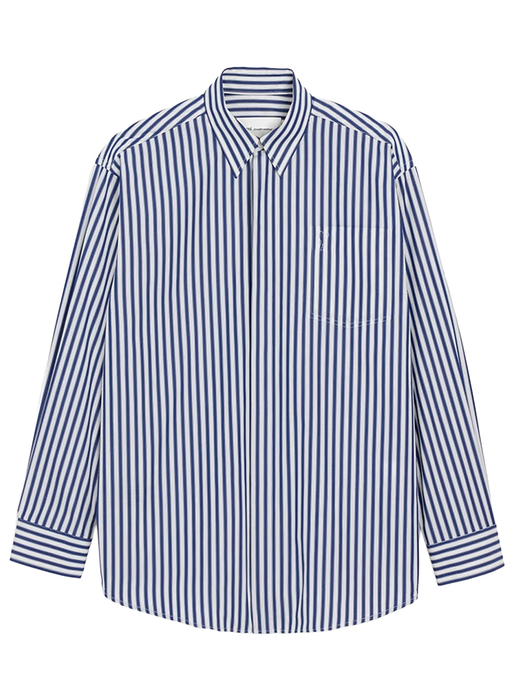AMI PARIS-LARGE FIT SHIRT WITH EMBOSSED AMI DE COEUR AT PATCH POCKET-