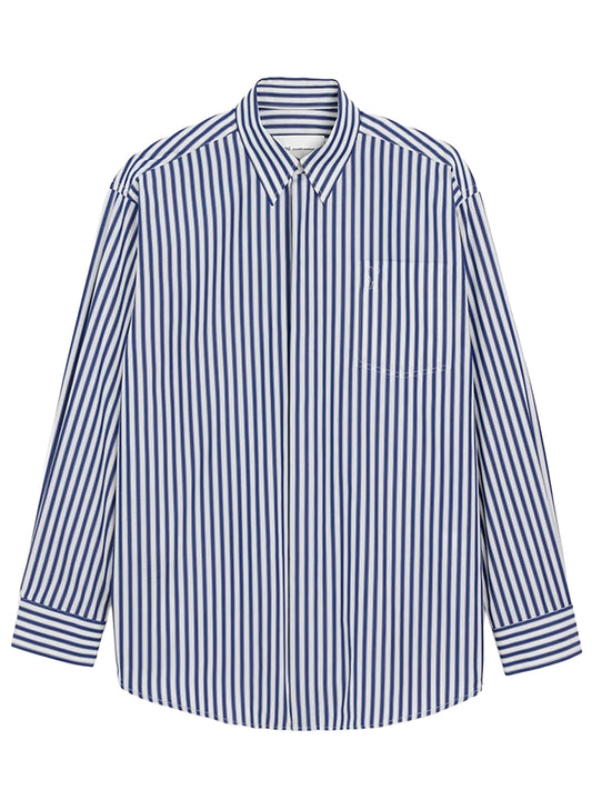 AMI PARIS-LARGE FIT SHIRT WITH EMBOSSED AMI DE COEUR AT PATCH POCKET-
