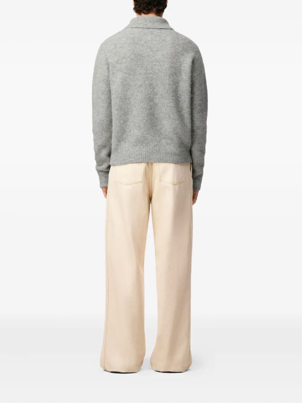 AMI PARIS-Polo a maniche lunghe in lana e alpaca-