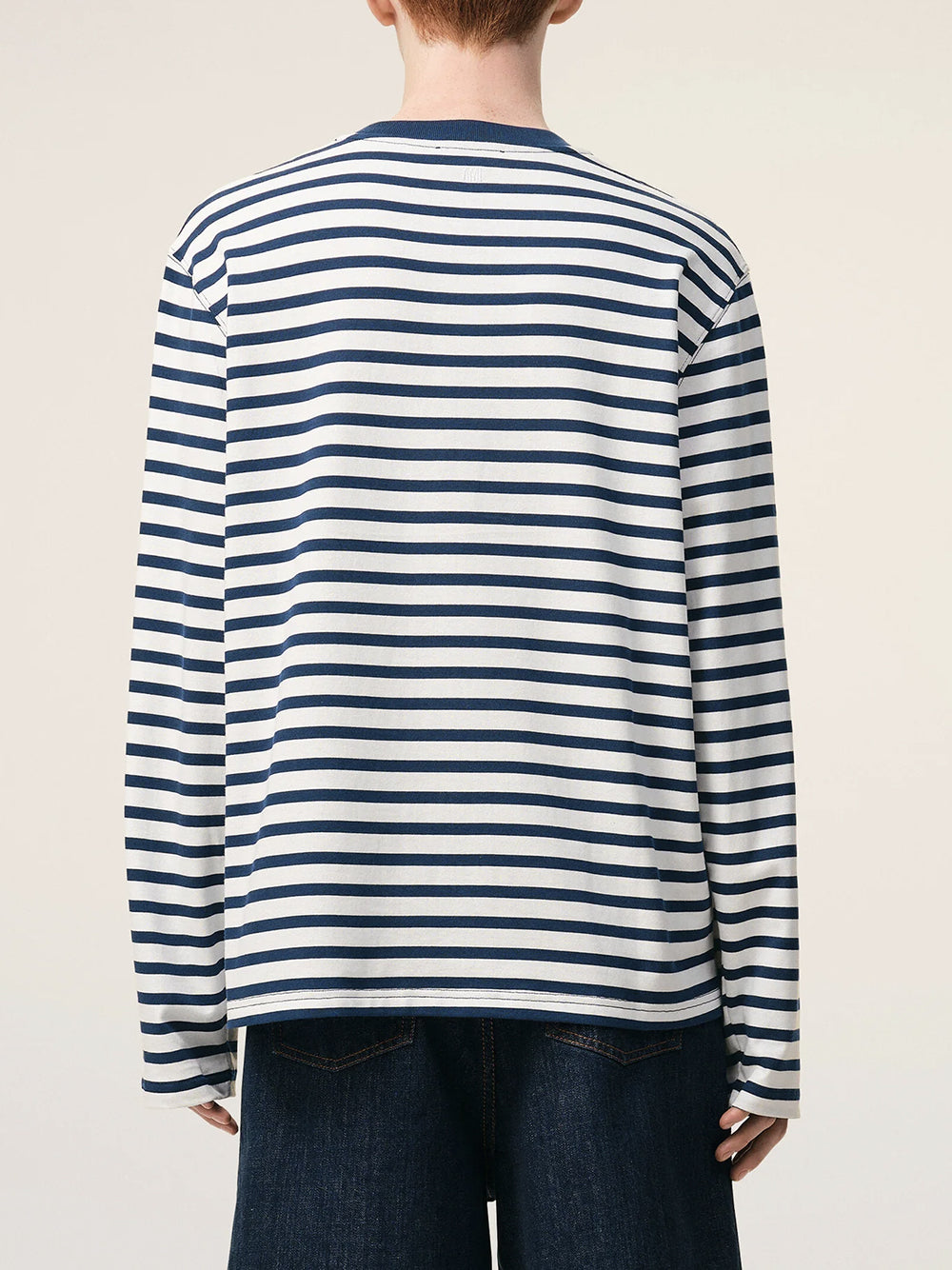 AMI PARIS-LONG SLEEVES BOXY FIT MARINIERE TSHIRT-
