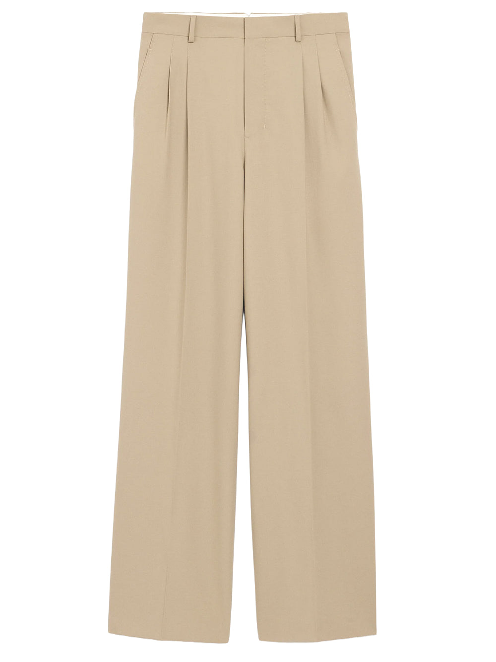 AMI PARIS-LOW WAIST WIDE TROUSERS WITH TWO PLEATS-