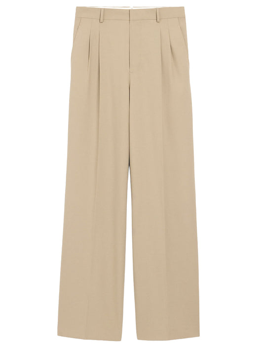 AMI PARIS-LOW WAIST WIDE TROUSERS WITH TWO PLEATS-