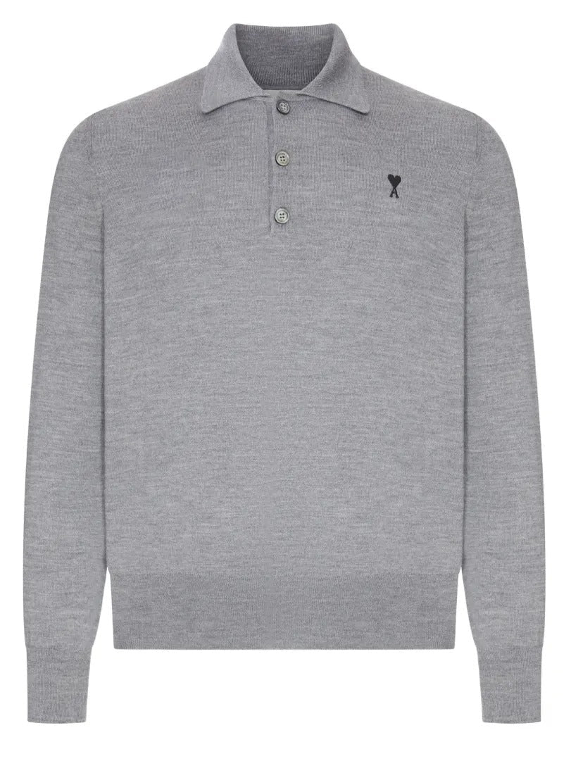 POLO SWEATER WITH CONTRASTED AMI DE COEUR